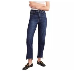 Boden High Rise Classic Slim Jeans Dark Wash Frayed Hem W29 L28